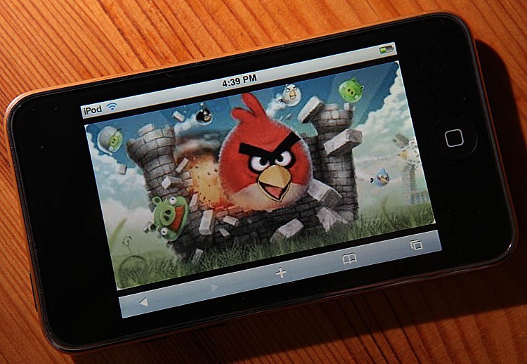 'ANGRY BIRDS': An image of the popular video game 'Angry Birds' is displayed on an iPod Touch earlier this year in San Anselmo, Calif. Consumers spent $1.85 billion on mobile gaming apps in the second quarter. (Justin Sullivan/Getty Images)