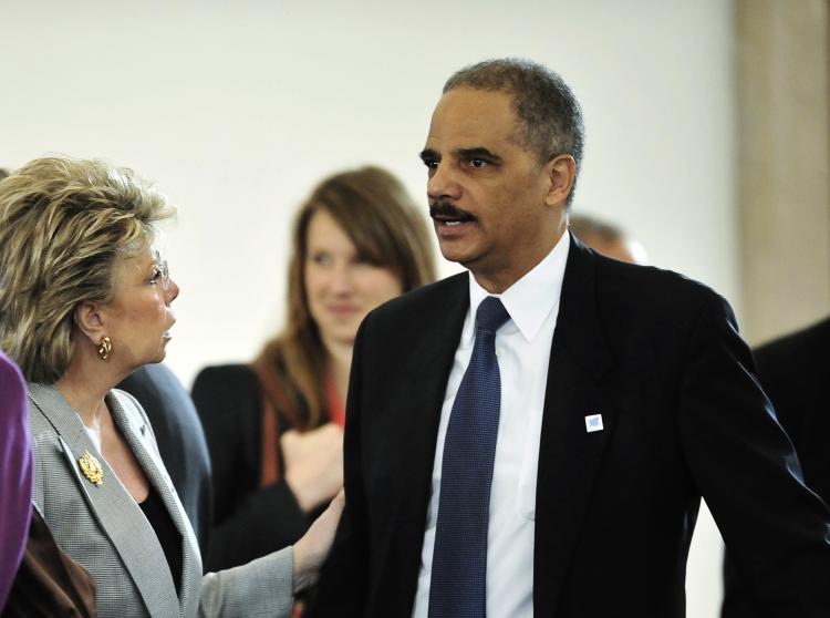 US Attorney General Eric Holder (R) prior to a joint meeting of the representatives of EU and US for justice and home affairs, in the Grasssalkovich Royal Palace in Godollo on April 14, 2011. (Attila Kisbenedek/AFP/Getty Images) US Attorney General Eric Holder (R) prior to a joint meeting of the representatives of EU and US for justice and home affairs, in the Grasssalkovich Royal Palace in Godollo on April 14, 2011. (Attila Kisbenedek/AFP/Getty Images)
