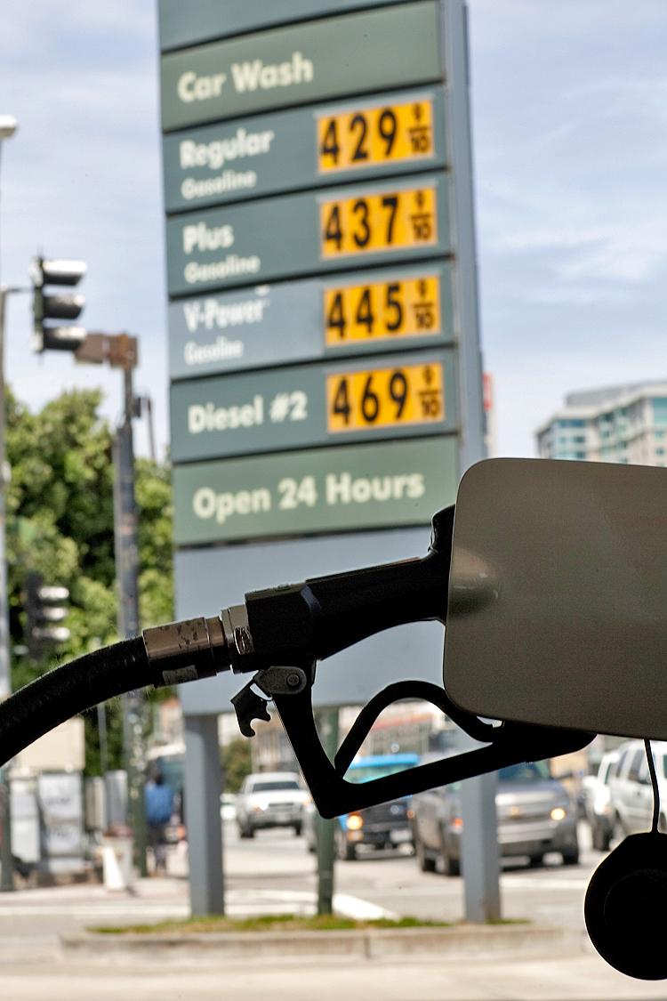 SIGN OF THE TIMES: The price for gasoline is displayed at a Shell gas station on April 27 in San Francisco, Calif. in this file photo. (David Paul Morris/Getty Images)