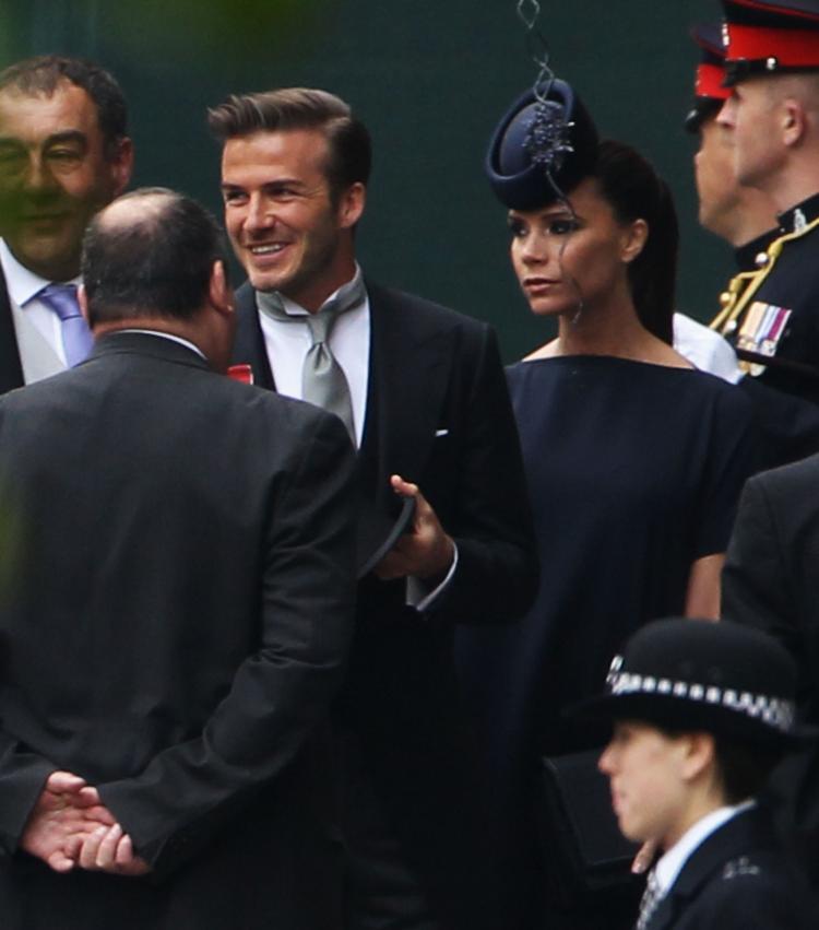 David Beckham and Victoria Beckham arrive to attend the royal wedding of Prince William and Catherine Middleton at Westminster Abbey on Friday. (Dan Kitwood/Getty Images) David Beckham and Victoria Beckham arrive to attend the royal wedding of Prince William and Catherine Middleton at Westminster Abbey on Friday. (Dan Kitwood/Getty Images)
