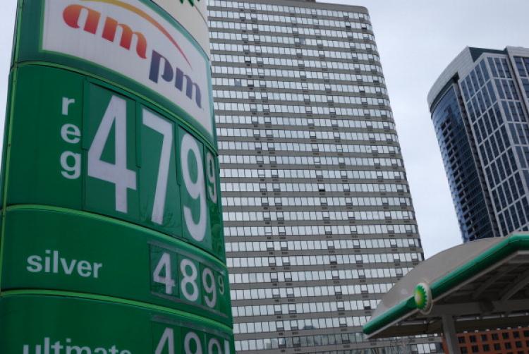 A BP station in downtown Chicago charges $4.79 a gallon for regular gas on May 3, 2011. (Mira Oberman/AFP/Getty Images) A BP station in downtown Chicago charges $4.79 a gallon for regular gas on May 3, 2011. (Mira Oberman/AFP/Getty Images)