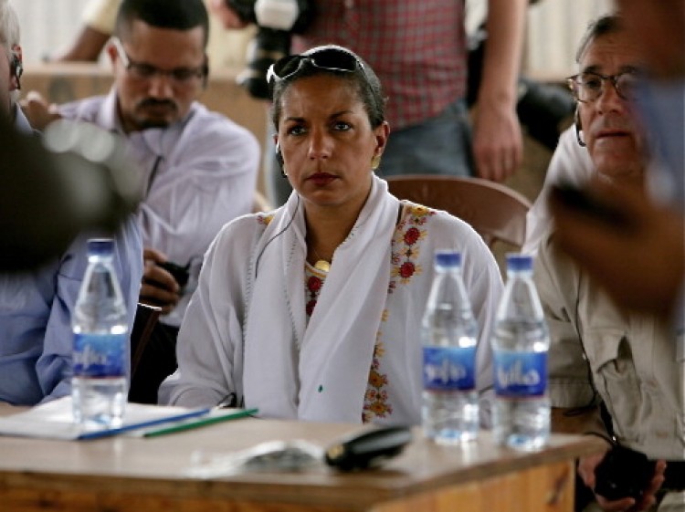 United States ambassador to the UN, Susan Rice, in Sudan in May as part of an UN Security Council delegation which began a tour of three African states to assess peace and security threats, with a special focus on Sudan's contested border region of Abyei. (Ashraf Shazly/AFP/Getty Images)