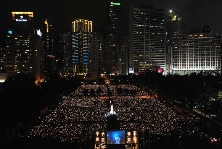 Pro-democracy groups hope to draw 150,000 people to the annual candlelight vigil in Hong Kong's Victoria Park, the only commemoration on Chinese soil, to remember the 22nd anniversary of the bloody 1989 Tiananmen Massacre crackdown. (Mike Clarke/Getty Images) Pro-democracy groups hope to draw 150,000 people to the annual candlelight vigil in Hong Kong's Victoria Park, the only commemoration on Chinese soil, to remember the 22nd anniversary of the bloody 1989 Tiananmen Massacre crackdown. (Mike Clarke/Getty Images)