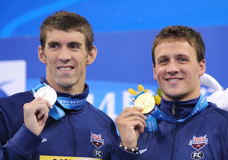(l-R) Us silver medalist Michael Phelps Epoch Times Photo