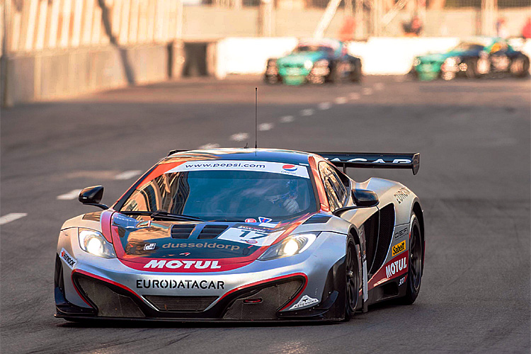 The Hexis McLaren MP4-12C GT3 of Frederic Makowiecki and Stef Dusseldorp won the final race of an action-packed weekend. (Peter Müller/City Challenge GmbH)