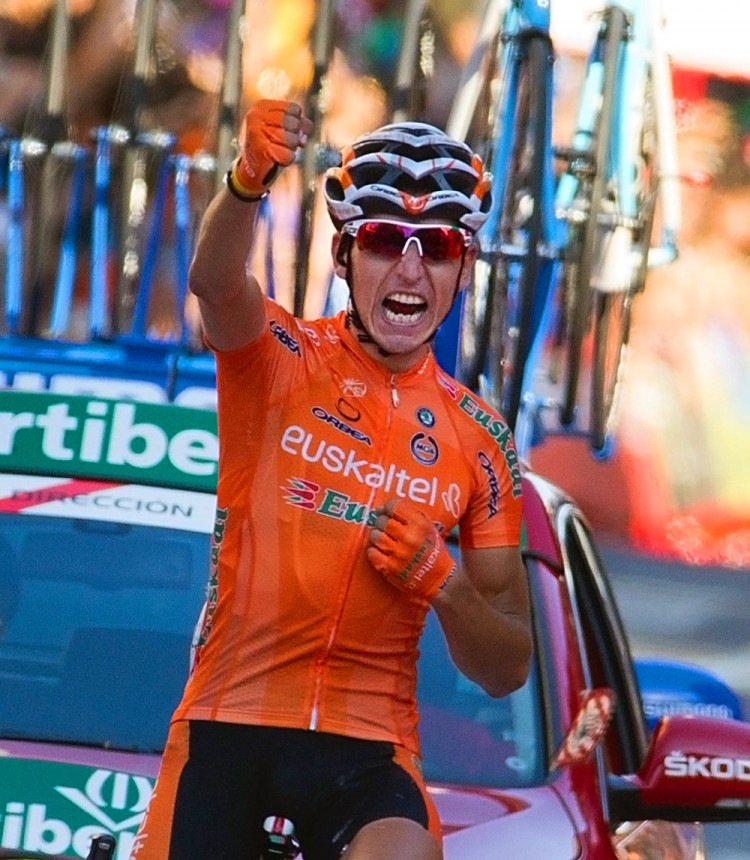 Igor Anton celebrates as he crosses the finish line to win Stage 19 of the Vuelta a España in Bilbao, Spain. (Jaime Reina/AFP/Getty Images) Igor Anton celebrates as he crosses the finish line to win Stage 19 of the Vuelta a España in Bilbao, Spain. (Jaime Reina/AFP/Getty Images)