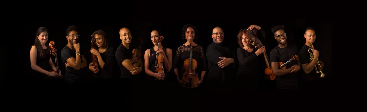 Members of the Chineke! Professional orchestra with Chi-chi Nwanoku third from the right. (Eric Richmond)