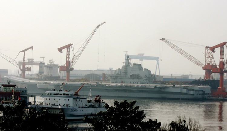 China's first aircraft carrier in the port of Dalian, Liaoning Province on Aug. 4. (AFP/Getty Images) China's first aircraft carrier in the port of Dalian, Liaoning Province on Aug. 4. (AFP/Getty Images)
