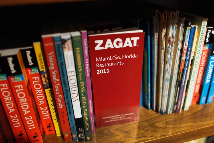 A Zagat book sits on a bookshelf at the Books & Books store on September 8, 2011 in Miami, Florida. Google Inc. announced it has purchased the restaurant guide publisher Zagat. (Joe Raedle/Getty Images)