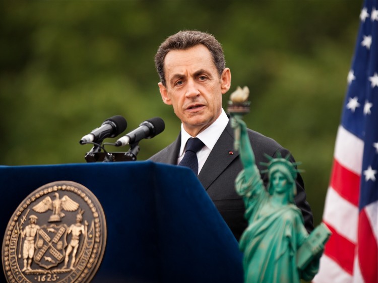 French President Nicolas Sarkozy speaks during the 125th Anniversary of the Statue of Liberty ceremony on Liberty Island on Sept. 22 in New York City. (Daniel Berehulak/Getty Images) French President Nicolas Sarkozy speaks during the 125th Anniversary of the Statue of Liberty ceremony on Liberty Island on Sept. 22 in New York City. (Daniel Berehulak/Getty Images)