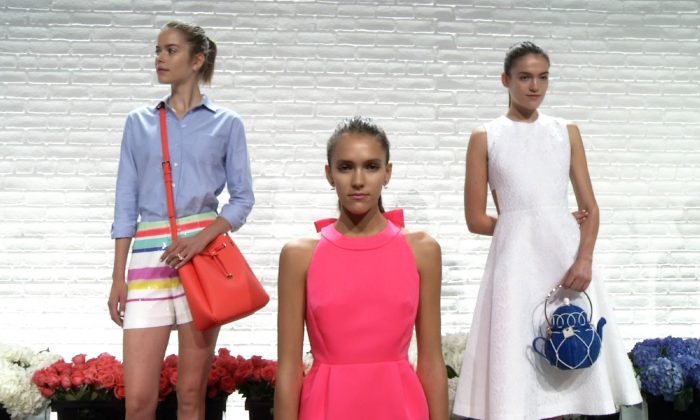 In this image taken from video, the Kate Spade Spring 2016 collection is modeled during Fashion Week, Friday, Sept. 11, 2015, in New York. (AP Photo/Michael Vance)