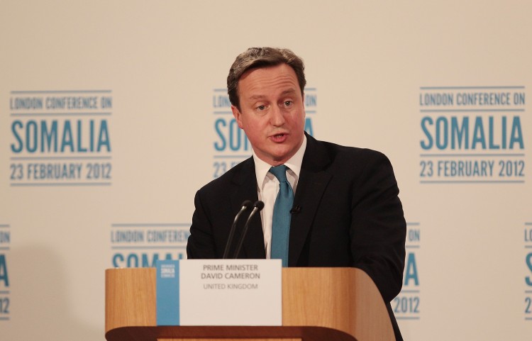 Prime Minister David Cameron speaks during a press conference at The Foreign and Commonwealth Office on February 23, 2012 in London, England. Prime Minister David Cameron is hosting the one day conference on Somalia with UN Secretary General Ban Ki Moon, US Secretary Of State Hilary Clinton and representatives from 40 governments attending to discuss terrorism, famine and security issues involving Somalia. (Photo by Peter Macdiarmid - WPA Pool/Getty Images) Prime Minister David Cameron speaks during a press conference at The Foreign and Commonwealth Office on February 23, 2012 in London, England. Prime Minister David Cameron is hosting the one day conference on Somalia with UN Secretary General Ban Ki Moon, US Secretary Of State Hilary Clinton and representatives from 40 governments attending to discuss terrorism, famine and security issues involving Somalia. (Photo by Peter Macdiarmid - WPA Pool/Getty Images)