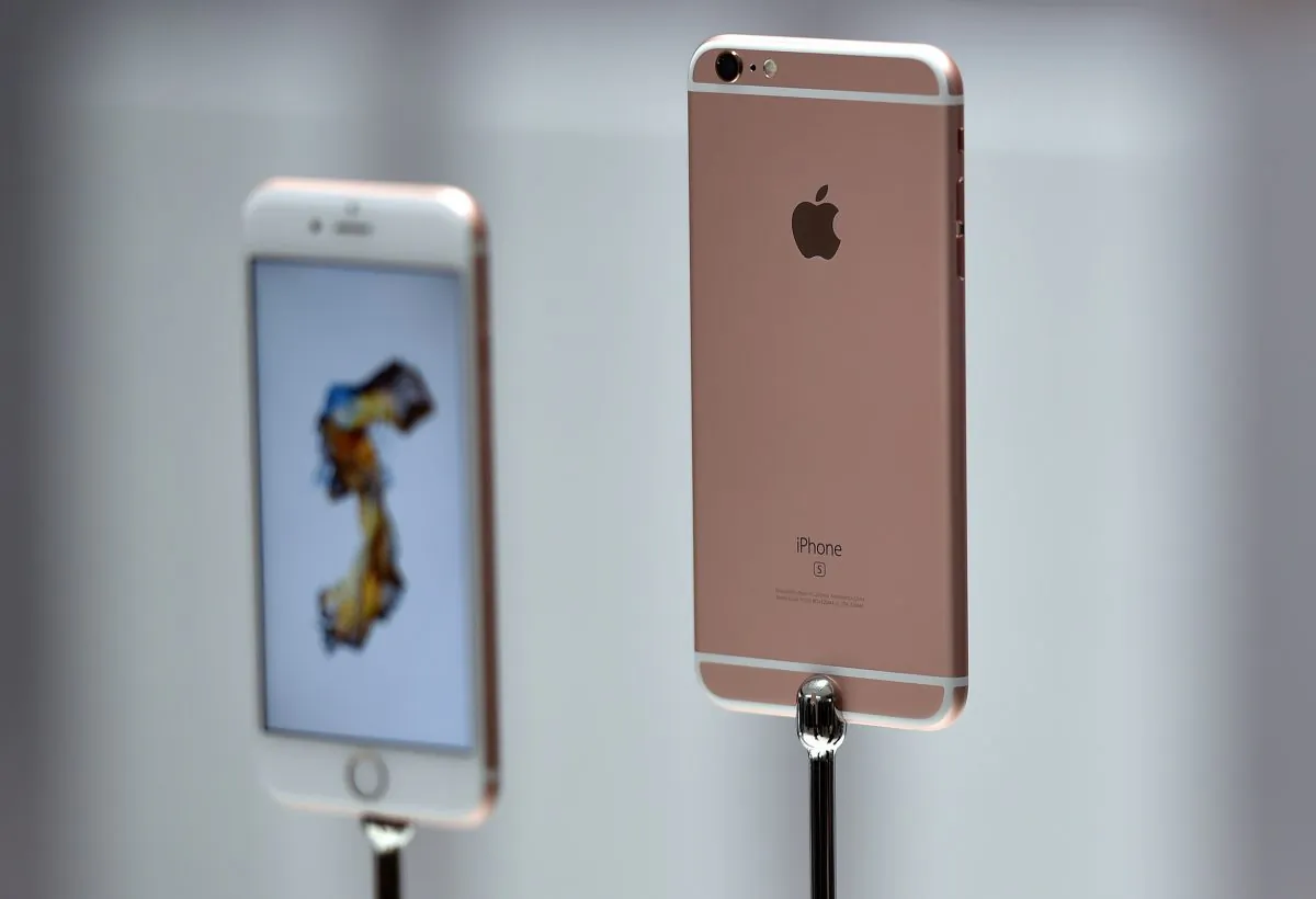 New models of the iPhone 6s are seen displayed during an Apple media event in San Francisco, California on September 9, 2015. (Josh Edelson/AFP/Getty Images)