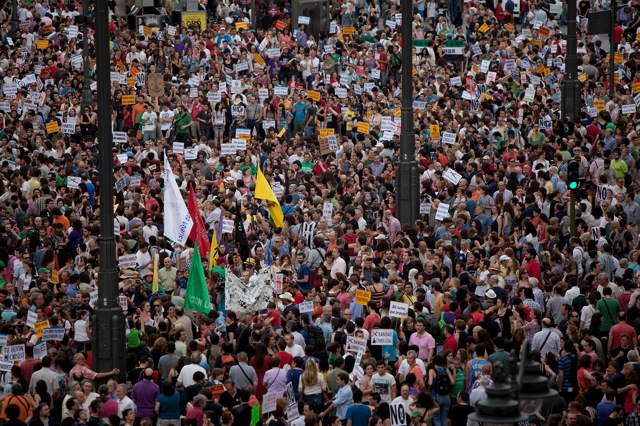 144252402 Spain's Indignant gather at Puerta del sol Square