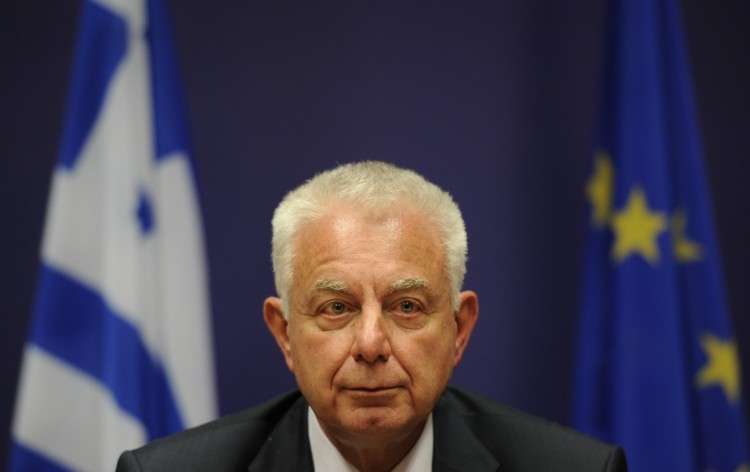 Caretaker Greek Prime Minister Panagiotis Pikrammenos speaks during a press conference after a meeting of European Union leaders in Brussels early on May 24, 2012. (John Thys/AFP/GettyImages) Caretaker Greek Prime Minister Panagiotis Pikrammenos speaks during a press conference after a meeting of European Union leaders in Brussels early on May 24, 2012. (John Thys/AFP/GettyImages)