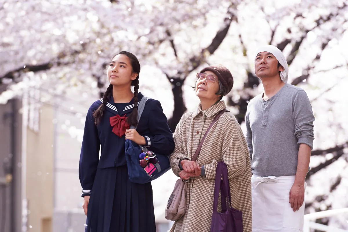 (L-R) Kyara Uchida, Kirin Kiki, and Masatoshi Nagase play a student, elderly woman, and cook whose lives are entwined through a Japanese confectionary in "An." (Courtesy of TIFF)