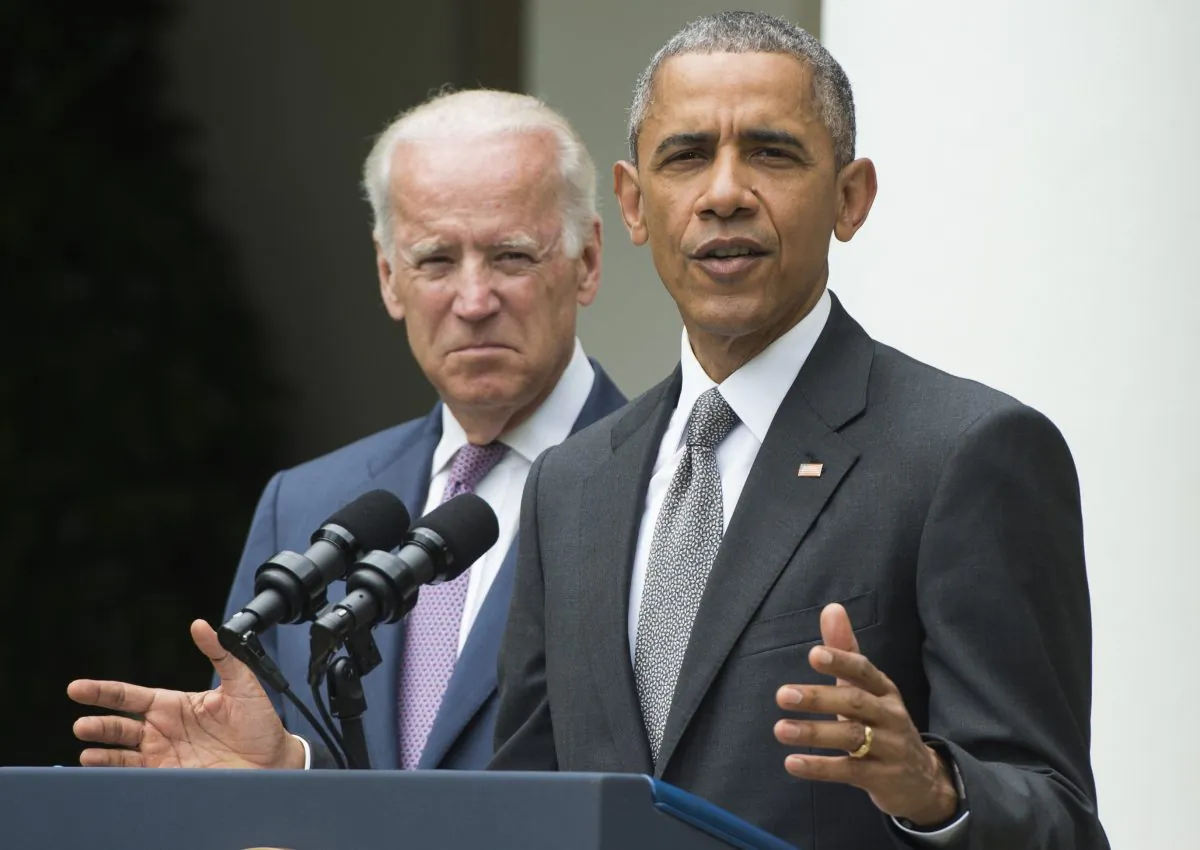 President Barack Obama speaks alongside Vice President Joe Biden about the Supreme Court's ruling to uphold the subsidies that comprise the Affordable Care Act, known as Obamacare, in the White House on June 25, 2015. (Saul Loeb/AFP/Getty Images)