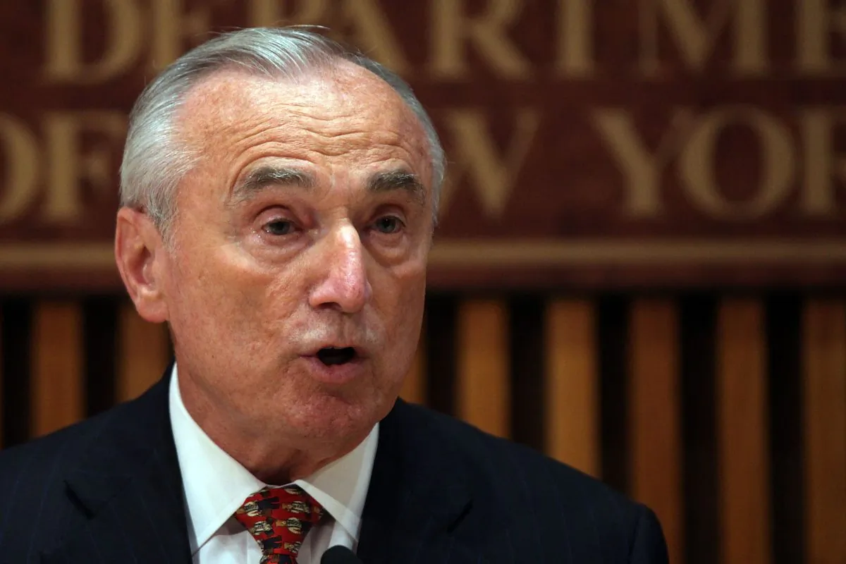 NYPD Commissioner William J. Bratton at a news conference on the mistaken arrest of James Blake, a retired top-10 professional tennis player, in New York City, on Sept. 10, 2015. (Spencer Platt/Getty Images)