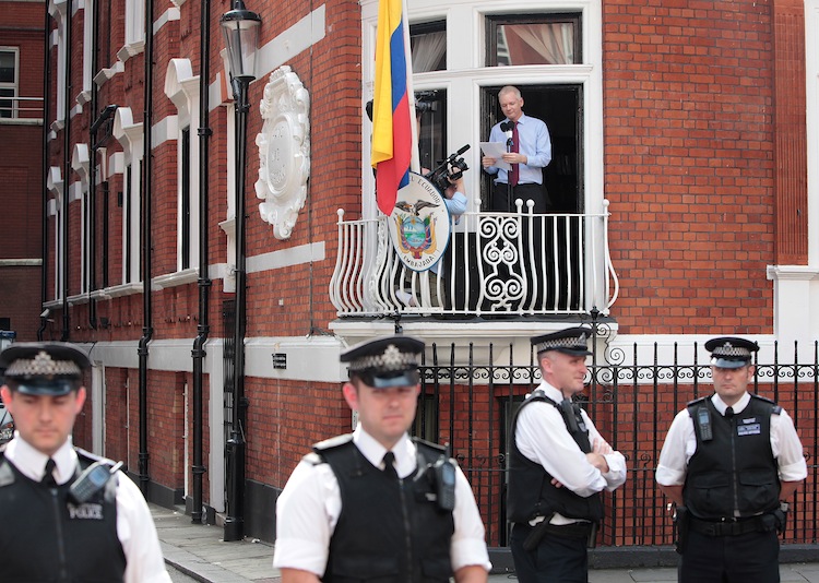 Wikileaks Founder Julian Assange Makes A Statement At The Ecuadorian Embassy
