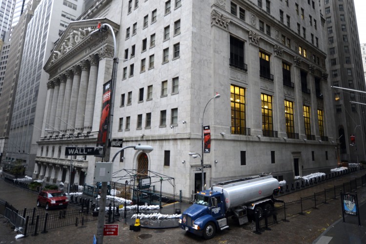 The New York Stock Exchange on Oct. 30, as New Yorkers clean up the morning after Hurricane Sandy made landfall. (TIMOTHY A. CLARY/AFP/Getty Images)
