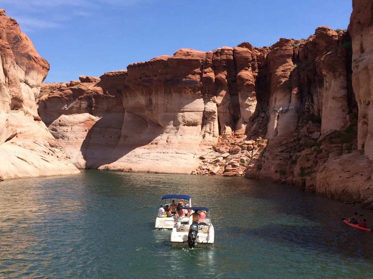 Tour boats explore Antelope Canyon, located on Navajo Nation land near the Glen Canyon National Recreation Area in Arizona.

Photos by Beverly Mann