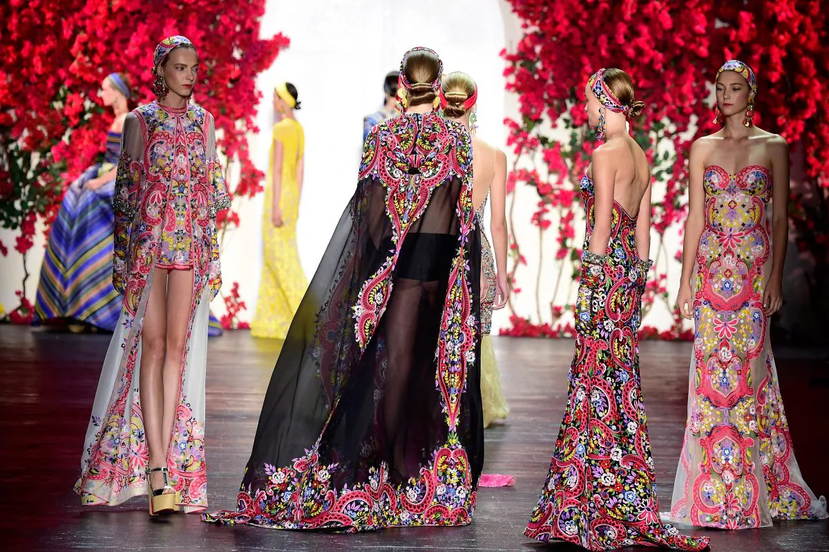 Models walk the runway wearing Naeem Khan Spring 2016 during New York Fashion Week: The Shows  at The Arc, Skylight at Moynihan Station on September 16, 2015 in New York City.  (Frazer Harrison/Getty Images for NYFW: The Shows)