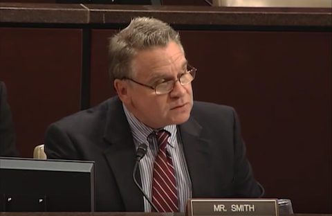 U.S. Representative Chris Smith chairs a Congressional-Executive Commission on China hearing on Sept. 18, 2015. (Screen shot/Youtube.com)