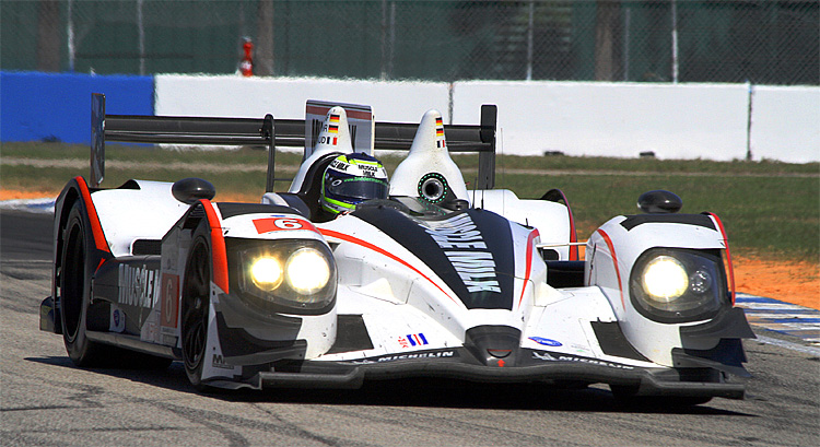 1Web9089MMIlkSebring2012 Klaus Graf brought the #6 Muscle Milk Pickett Racing HPD ARX-03a home well ahead of the competition, thanks to a quick second fuel stop under yellow. (James Fish/The Epoch Times)
