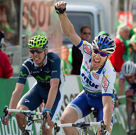 1WebSuarRomandieTwo Jonathan Hivert of Saur Sojasun won the final sprint of Stage Two of the Tour of Romandie. Saur Sojasun