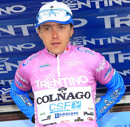 1webpozzoColnago Pozzovivo in Pink—Domenico Pozzovivo wears the maglia rosa after winning the Giro del Trentino. (colnago.com)