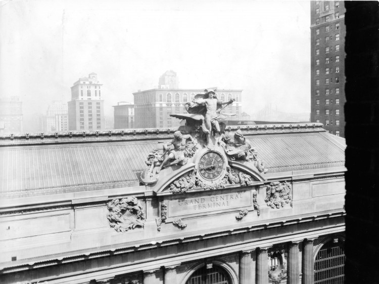 Grand Central Terminal clock and its statuary are shown in an undated photo. (Courtesy of MTA/MetroNorth Railroad)