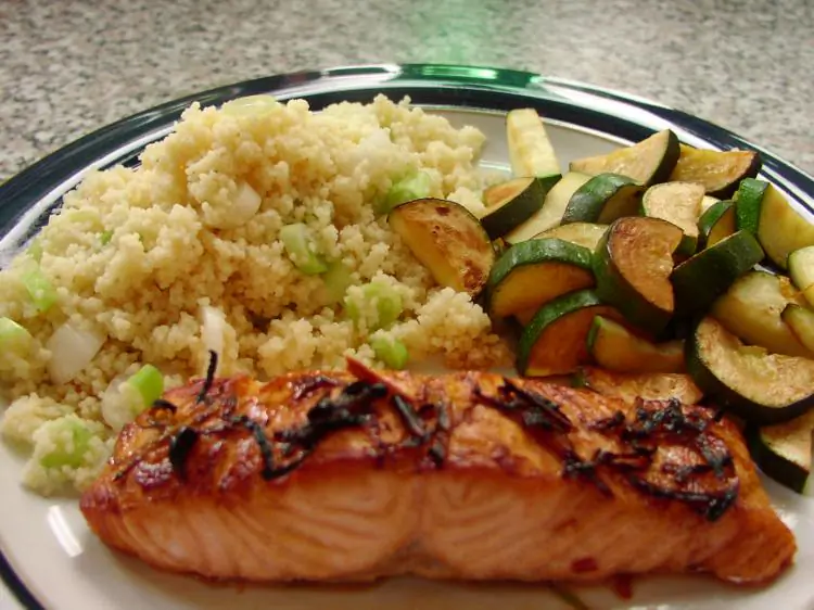 HEALTHY OPTION: Pairing salmon with grains and veggies provides a satisfying and healthy meal. (Caroline Yates/The Epoch Times)