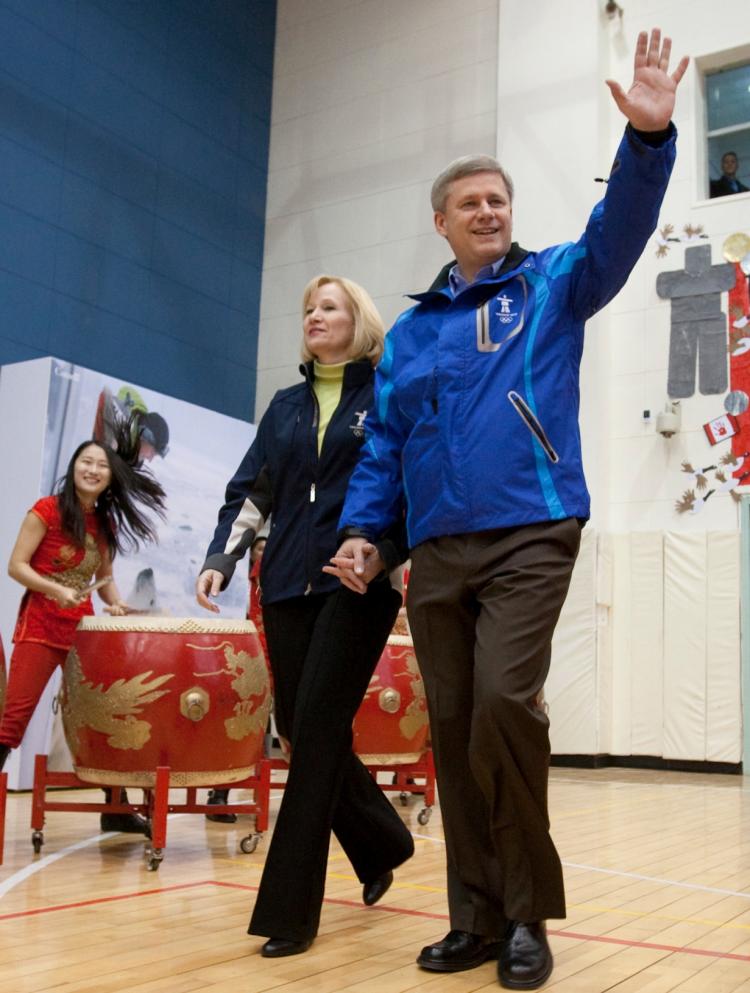 Prime Minister Stephen Harper and his wife, Laureen, visit with students at the Canadian International School of Beijing. (PMO photo by Jill Propp)
