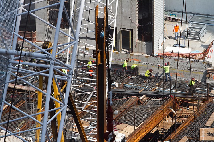 The World Trade Center under construction from the 51st floor of 4 World Trade Center, Sept. 7