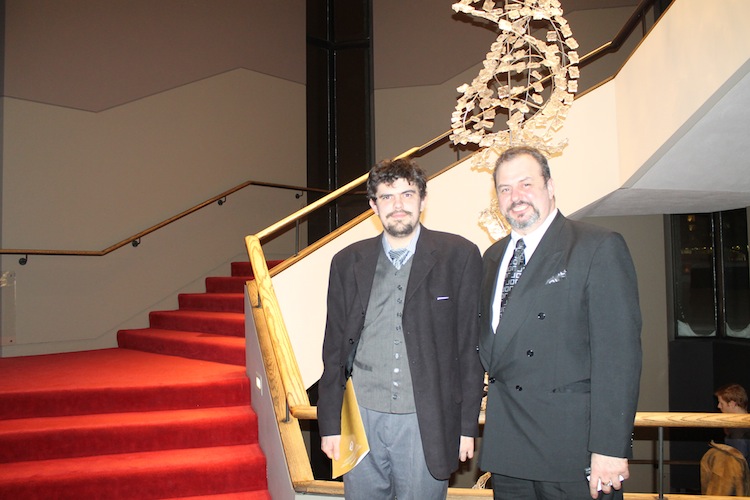 Captain Gilles Plouffe (R), a recipient of the Queen Elizabeth II Diamond Jubilee Medal, took in Shen Yun Performing Arts for the second year in a row with his son Raymond at the National Arts Centre in Ottawa Dec. 29, 2012. (Susan Chen/The Epoch Times)