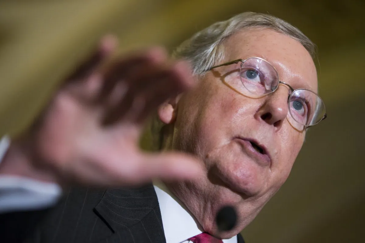 In this Sept. 16, 2015 file photo, Senate Majority Leader Sen. Mitch McConnell of Ky. speaks on Capitol Hill in Washington. (AP Photo/Evan Vucci)
