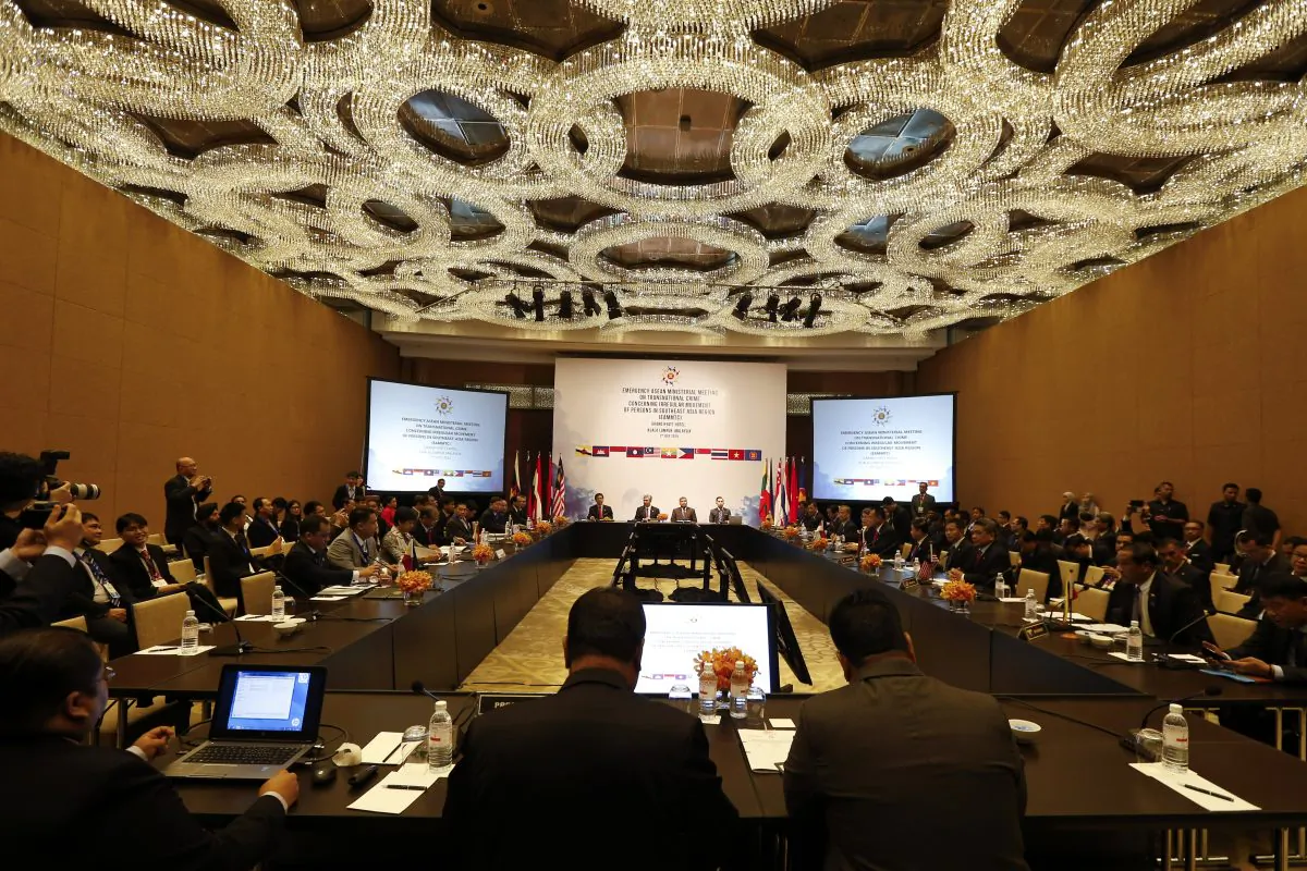 Ministers and representatives from ASEAN countries attend a meeting on the regional migrant crisis in Kuala Lumpur, Malaysia, on July 2, 2015. (Vincent Thian/AP)