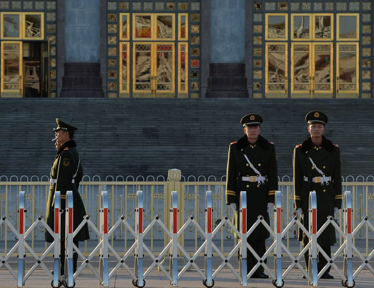 Chinese paramilitary police patrol the Great Hall of the People in November 2013. (Mark RalstonAFP/Getty Images)