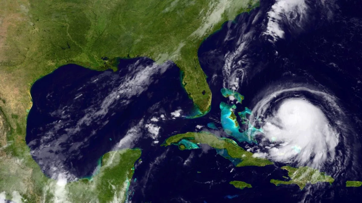 In this handout from the National Oceanic and Atmospheric Administration (NOAA), Hurricane Joaquin is seen chruning in the Caribbean September 30, 2015. (NOAA via Getty Images)
