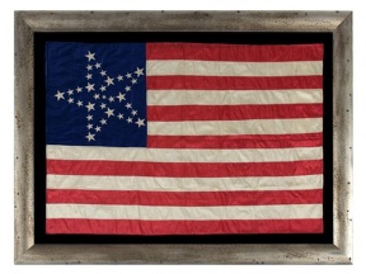 FLAG MASTERPIECE: At $55,000, this 35-star (1863-65) Civil War period flag would be the defining piece for an advanced collector. (Courtesy of Jeff Bridgman American Antiques) FLAG MASTERPIECE: At $55,000, this 35-star (1863-65) Civil War period flag would be the defining piece for an advanced collector. (Courtesy of Jeff Bridgman American Antiques)