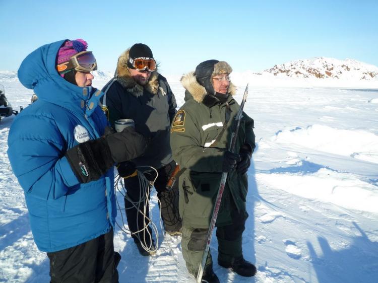 SUBSISTENCE HUNTING: Senator Celine Hervieux-Payette with Inuit seal hunters in Nunavut. (Senator Celine Hervieux-Payette)