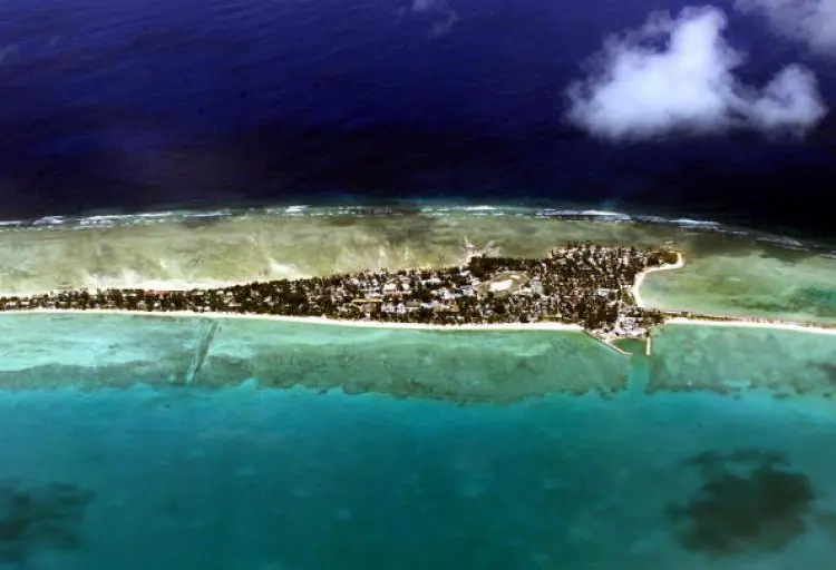 The Tarawa atoll, the capital of the vast archipelago nation of Kiribati in the South Pacific. (Torsten Blackwood/AFP/Getty Images)