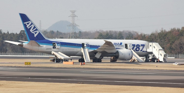 A Boeing 787 Dreamliner A Boeing 787 Dreamliner sits on the tarmac