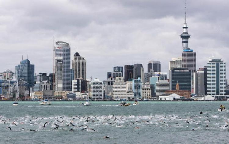Swimmers make their way from Stanley Bay in Devonport on the North Shore across to the Viaduct Harbour in the city during the annual Auckland Harbour Crossing. (Phil Walter/Getty Images) Swimmers make their way from Stanley Bay in Devonport on the North Shore across to the Viaduct Harbour in the city during the annual Auckland Harbour Crossing. (Phil Walter/Getty Images)