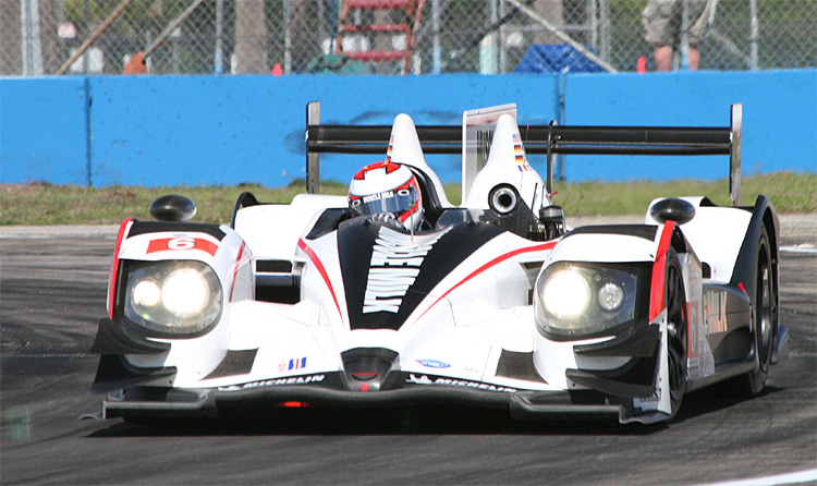 6499MmilkRaceSebring2012 Klaus Graf in the #6 Muscle Milk Pickett Racing HPD-03a (here at Sebring) was quickest in the very wet Long Beach practice session. (James Fish/The Epoch Times)