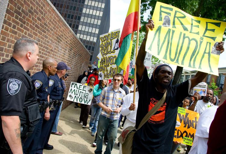 File photo of supporters for death row inmate Mumia Abu-Jamal rallying outside the Federal Court building May 17, 2007 in Philadelphia, Pennsylvania.Today the federal appeals court ruled that death-row inmate Mumia Abu-Jamal should get a new sentencing hearing, according to Reuters. (Jeff Fusco/Getty Images) File photo of supporters for death row inmate Mumia Abu-Jamal rallying outside the Federal Court building May 17, 2007 in Philadelphia, Pennsylvania.Today the federal appeals court ruled that death-row inmate Mumia Abu-Jamal should get a new sentencing hearing, according to Reuters. (Jeff Fusco/Getty Images)