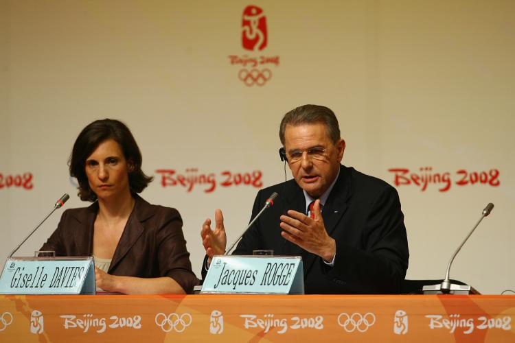 Jacques Rogge, the IOC president and Giselle Davies, the IOC Director of Communications, at a press conference. (Julian Finney/Getty Images) Jacques Rogge, the IOC president and Giselle Davies, the IOC Director of Communications, at a press conference. (Julian Finney/Getty Images)