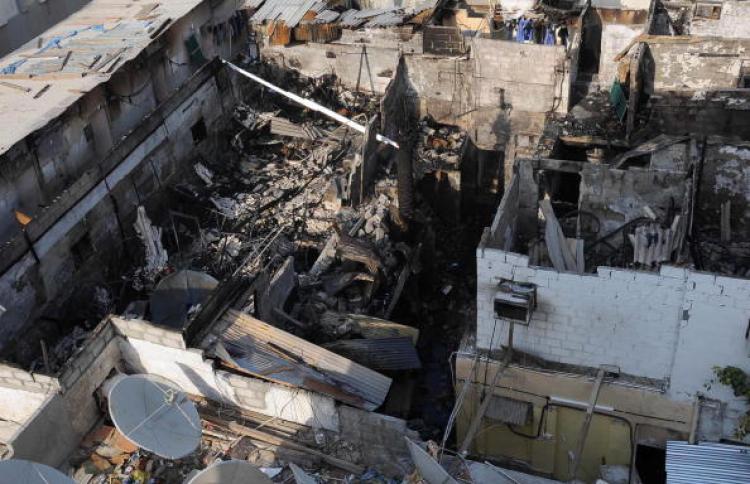 A picture shows damage caused by a fire that broke out in a hostel in the Naif old quarter of the Gulf emirate of Dubai on August 27, 2008. (-/AFP/Getty Images) A picture shows damage caused by a fire that broke out in a hostel in the Naif old quarter of the Gulf emirate of Dubai on August 27, 2008. (-/AFP/Getty Images)