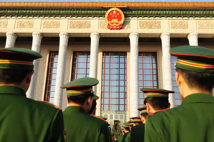 Chinese People's Liberation Army officers in Tiananmen Square, in this file photo. (Frederic J Brown/AFP/Getty Images)