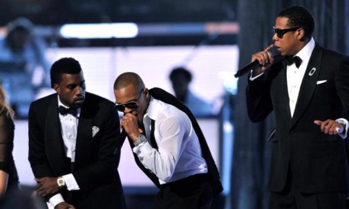 Rappers Kanye West, T.I., and Jay-Z perform during the 51st Annual Grammy Awards held at the Staples Center, on Feb. 8, 2009, in Los Angeles, Calif.  (Kevin Winter/Getty Images)